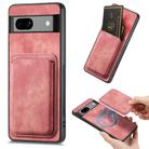 For Google Pixel 7a Retro Leather Card Bag Magnetic Phone Case(Pink) - 1