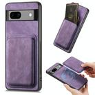 For Google Pixel 7a Retro Leather Card Bag Magnetic Phone Case(Purple) - 1