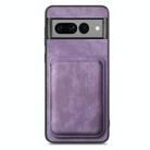 For Google Pixel 7 Pro Retro Leather Card Bag Magnetic Phone Case(Purple) - 2