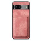 For Google Pixel 6 Pro Retro Leather Card Bag Magnetic Phone Case(Pink) - 2