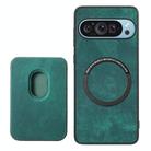 For Google Pixel 9/9 Pro Retro Leather Card Bag Magnetic Phone Case(Green) - 3