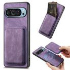 For Google Pixel 9/9 Pro Retro Leather Card Bag Magnetic Phone Case(Purple) - 1
