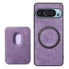For Google Pixel 9/9 Pro Retro Leather Card Bag Magnetic Phone Case(Purple) - 3