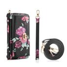 For iPhone 15 Pro Max MagSafe Flower Multi-functional Crossbody Zipper Wallet Leather Phone Case(Black) - 3