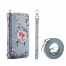 For iPhone 15 Pro Max MagSafe Flower Multi-functional Crossbody Zipper Wallet Leather Phone Case(Blue) - 3