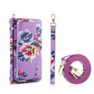 For iPhone 15 Pro Max MagSafe Flower Multi-functional Crossbody Zipper Wallet Leather Phone Case(Purple) - 3
