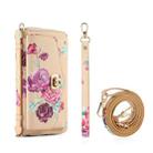 For iPhone 15 Pro Max MagSafe Flower Multi-functional Crossbody Zipper Wallet Leather Phone Case(Yellow) - 3