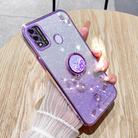 For Tecno Spark GO 2020 Gradient Glitter Immortal Flower Ring All-inclusive Phone Case(Purple) - 1