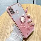 For Tecno Spark GO 2020 Gradient Glitter Immortal Flower Ring All-inclusive Phone Case(Pink) - 1
