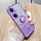 For Tecno Camon 19 Neo Gradient Glitter Immortal Flower Ring All-inclusive Phone Case(Purple) - 1