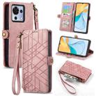 For ZTE Blade V50 Vita Geometric Zipper Wallet Side Buckle Leather Phone Case(Pink) - 1