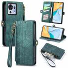 For ZTE Blade V50 Vita Geometric Zipper Wallet Side Buckle Leather Phone Case(Green) - 1