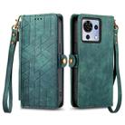 For ZTE Blade V50 Vita Geometric Zipper Wallet Side Buckle Leather Phone Case(Green) - 2