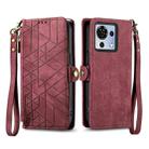 For ZTE Blade V50 Vita Geometric Zipper Wallet Side Buckle Leather Phone Case(Red) - 2