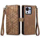 For ZTE Blade V50 Vita Geometric Zipper Wallet Side Buckle Leather Phone Case(Brown) - 2