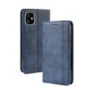 For iPhone 11 Magnetic Buckle Retro Crazy Horse Texture Horizontal Flip Leather Case for Apple iPhone 11 6.1 inch, with Holder & Card Slots & Photo Frame(Blue) - 1