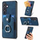 For Samsung Galaxy S24 5G Retro Skin-feel Ring Card Wallet Phone Case(Blue) - 1