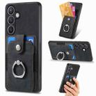 For Samsung Galaxy S24 5G Retro Skin-feel Ring Card Wallet Phone Case(Black) - 1