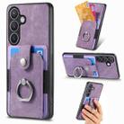 For Samsung Galaxy S24 5G Retro Skin-feel Ring Card Wallet Phone Case(Purple) - 1