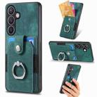 For Samsung Galaxy S24 5G Retro Skin-feel Ring Card Wallet Phone Case(Green) - 1