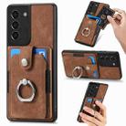 For Samsung Galaxy S21+ 5G Retro Skin-feel Ring Card Wallet Phone Case(Brown) - 1