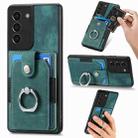 For Samsung Galaxy S21+ 5G Retro Skin-feel Ring Card Wallet Phone Case(Green) - 1