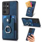 For Samsung Galaxy S21 Ultra 5G Retro Skin-feel Ring Card Wallet Phone Case(Blue) - 1