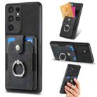 For Samsung Galaxy S21 Ultra 5G Retro Skin-feel Ring Card Wallet Phone Case(Black) - 1