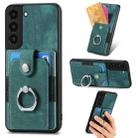 For Samsung Galaxy S22 5G Retro Skin-feel Ring Card Wallet Phone Case(Green) - 1