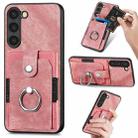 For Samsung Galaxy S23+ 5G Retro Skin-feel Ring Card Wallet Phone Case(Pink) - 1