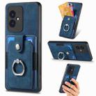 For Honor 100 Retro Skin-feel Ring Card Wallet Phone Case(Blue) - 1