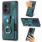 For Honor 100 Retro Skin-feel Ring Card Wallet Phone Case(Green) - 1