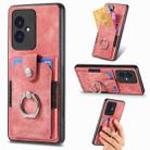 For Honor 100 Retro Skin-feel Ring Card Wallet Phone Case(Pink) - 1