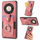 For Honor X9b Retro Skin-feel Ring Card Wallet Phone Case(Pink) - 1