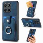 For Honor X6a Retro Skin-feel Ring Card Wallet Phone Case(Blue) - 1