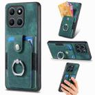 For Honor X6a Retro Skin-feel Ring Card Wallet Phone Case(Green) - 1