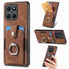 For Honor X6a Retro Skin-feel Ring Card Wallet Phone Case(Brown) - 1