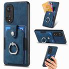 For Honor X50 Retro Skin-feel Ring Card Wallet Phone Case(Blue) - 1