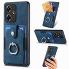 For Infinix Hot 30i Retro Skin-feel Ring Card Wallet Phone Case(Blue) - 1