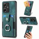 For Infinix Hot 30i Retro Skin-feel Ring Card Wallet Phone Case(Green) - 1