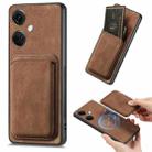 For OnePlus Nord CE3 Retro Leather Card Bag Magnetic Phone Case(Brown) - 1