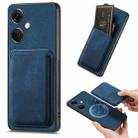 For OnePlus Nord CE3 Retro Leather Card Bag Magnetic Phone Case(Blue) - 1