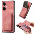 For OnePlus Nord CE3 Retro Leather Card Bag Magnetic Phone Case(Pink) - 1