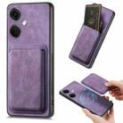 For OnePlus Nord CE3 Retro Leather Card Bag Magnetic Phone Case(Purple) - 1
