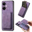 For OnePlus Nord CE3 Lite Retro Leather Card Bag Magnetic Phone Case(Purple) - 1