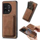 For OnePlus 11 Retro Leather Card Bag Magnetic Phone Case(Brown) - 1