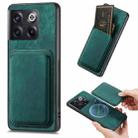 For OnePlus 10T Retro Leather Card Bag Magnetic Phone Case(Green) - 1