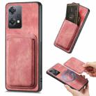 For OnePlus Nord CE2 Lite 5G Retro Leather Card Bag Magnetic Phone Case(Pink) - 1