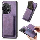 For OnePlus 12 5G Retro Leather Card Bag Magnetic Phone Case(Purple) - 1