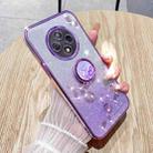 For OPPO A3 Pro Gradient Glitter Immortal Flower Ring All-inclusive Phone Case(Purple) - 1